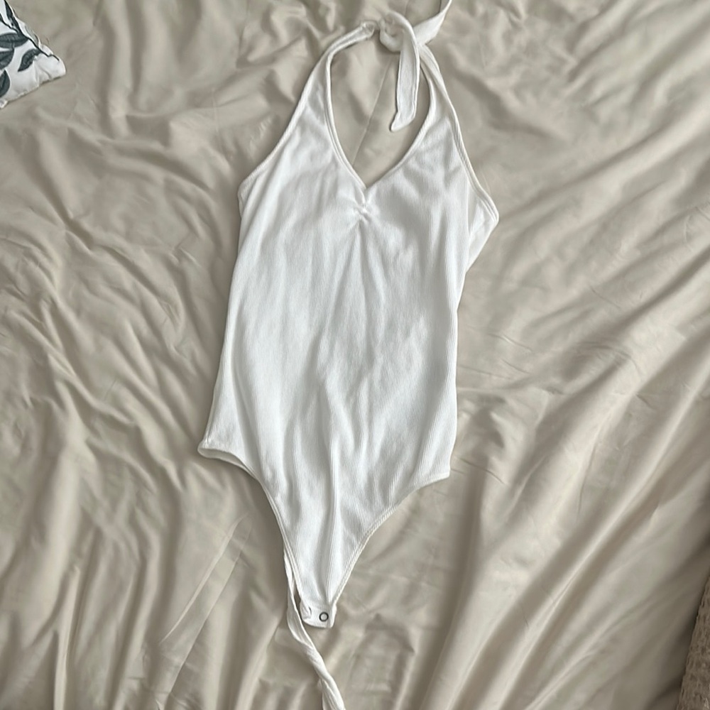 White halter body suit